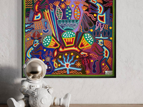 "OFRENDA AL FUEGO SAGRADO"  AHCT606050 - TATEHUARI, arte huichol