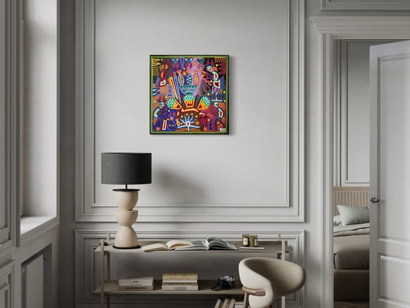 "OFRENDA AL FUEGO SAGRADO"  AHCT606050 - TATEHUARI, arte huichol