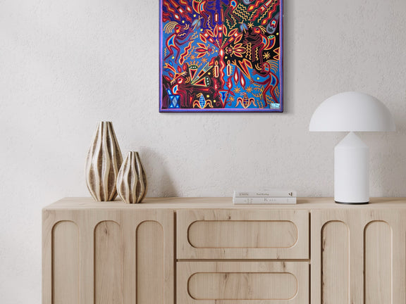 "LA LUZ DEL MAIZ Y LA SERPIENTE CELESTIAL" AHCT606057 - TATEHUARI, arte huichol