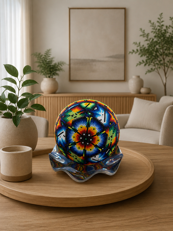 Esfera Decorada con Chaquira Extra Grande ESF05 - Arte Huichol - TATEHUARI, arte huichol