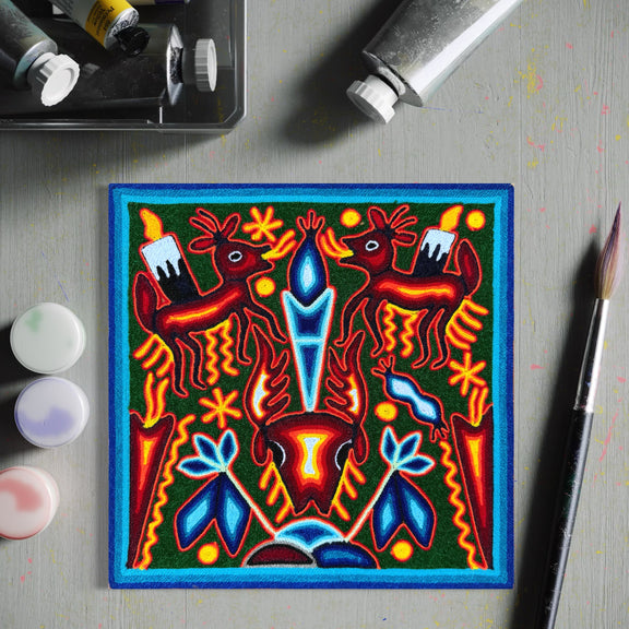 “GUARDIANES DEL FUEGO SAGRADO” AHCT30301010 - TATEHUARI, arte huichol