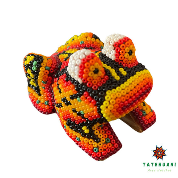 Rana de chaquira FCH04 - TATEHUARI, arte huichol