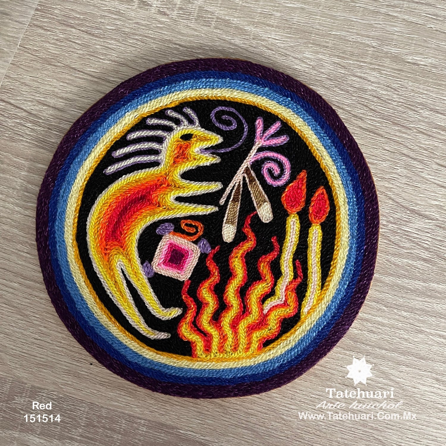 Cuadro o Tabla de Estambre 15 X 15 cms - TATEHUARI, arte huichol