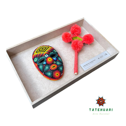 Nicho con Máscara y ojo de Dios - Artesanía Huichol