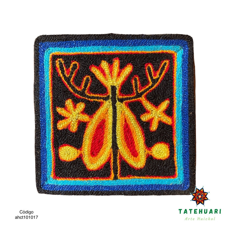 Cuadro o Tabla de Estambre 10 X 10 cms - TATEHUARI, arte huichol