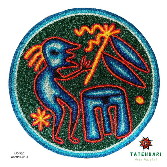 Cuadro 20 cms redondo CUADEST09 - TATEHUARI, arte huichol