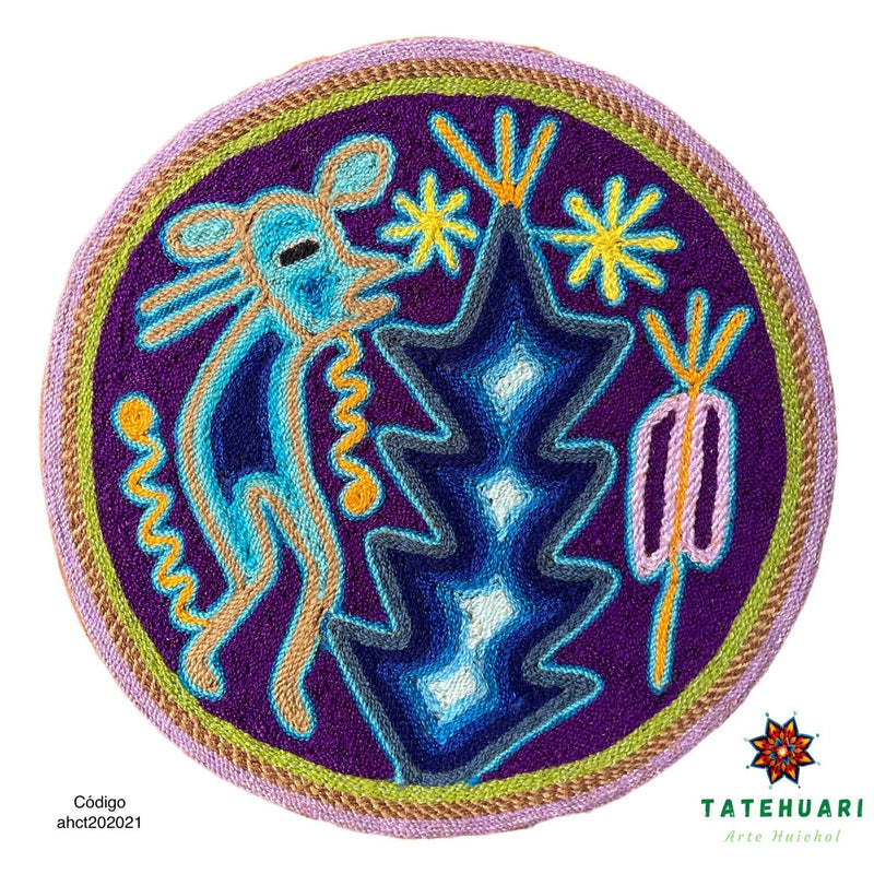Cuadro 20 cms redondo CUADEST07 - TATEHUARI, arte huichol