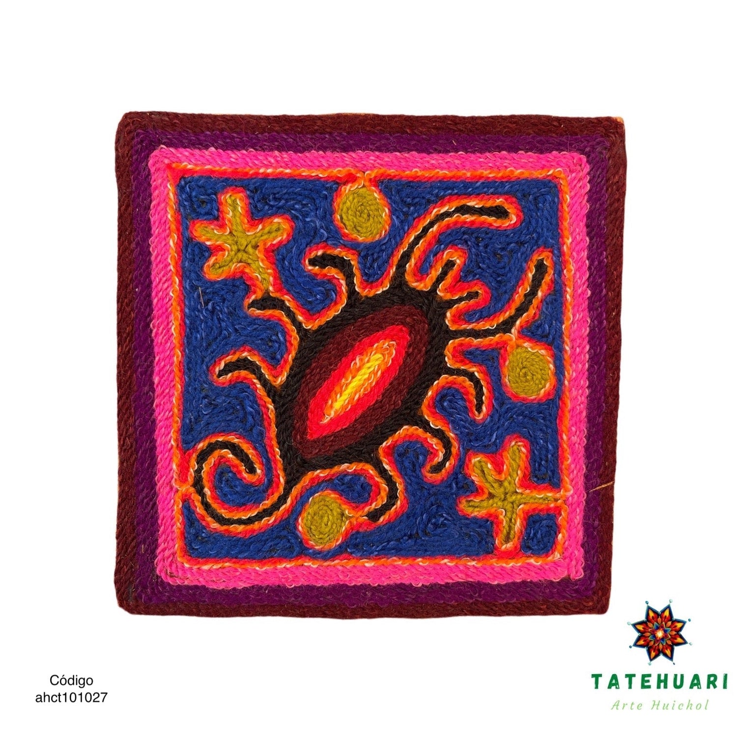 Cuadro o Tabla de Estambre 10 X 10 cms - TATEHUARI, arte huichol