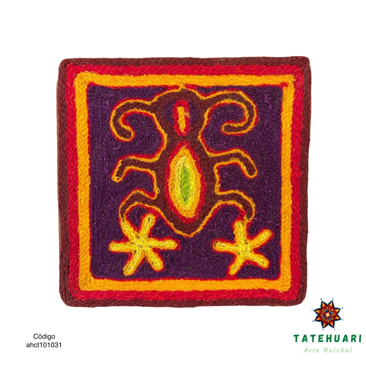 Cuadro o Tabla de Estambre 10 X 10 cms - TATEHUARI, arte huichol