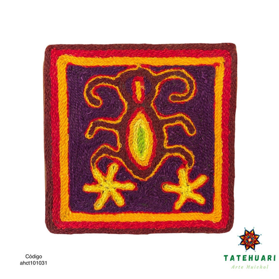 Cuadro o Tabla de Estambre 10 X 10 cms - TATEHUARI, arte huichol