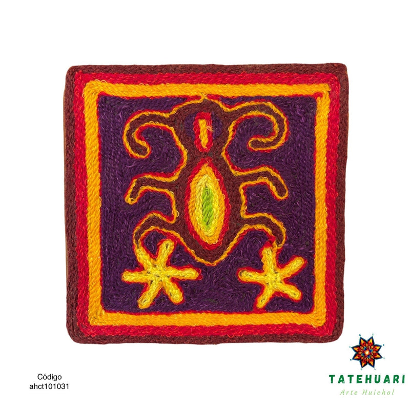 Cuadro o Tabla de Estambre 10 X 10 cms - TATEHUARI, arte huichol