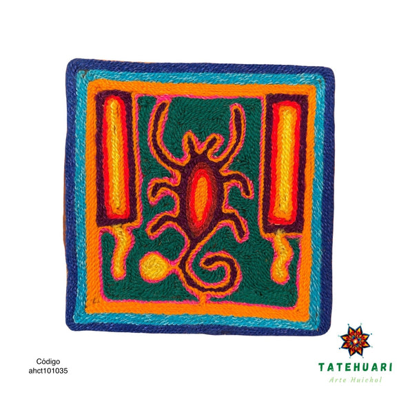 Cuadro o Tabla de Estambre 10 X 10 cms - TATEHUARI, arte huichol