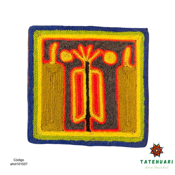 Cuadro o Tabla de Estambre 10 X 10 cms - TATEHUARI, arte huichol
