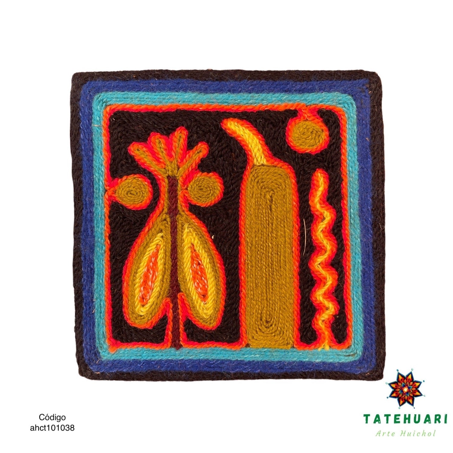 Cuadro o Tabla de Estambre 10 X 10 cms - TATEHUARI, arte huichol