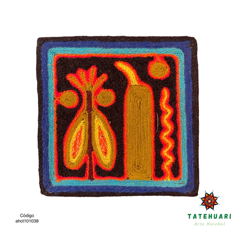 Cuadro o Tabla de Estambre 10 X 10 cms - TATEHUARI, arte huichol