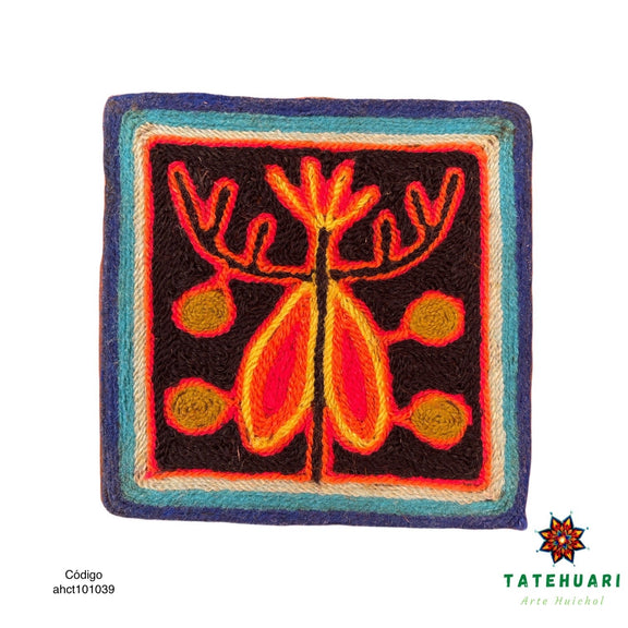 Cuadro o Tabla de Estambre 10 X 10 cms - TATEHUARI, arte huichol