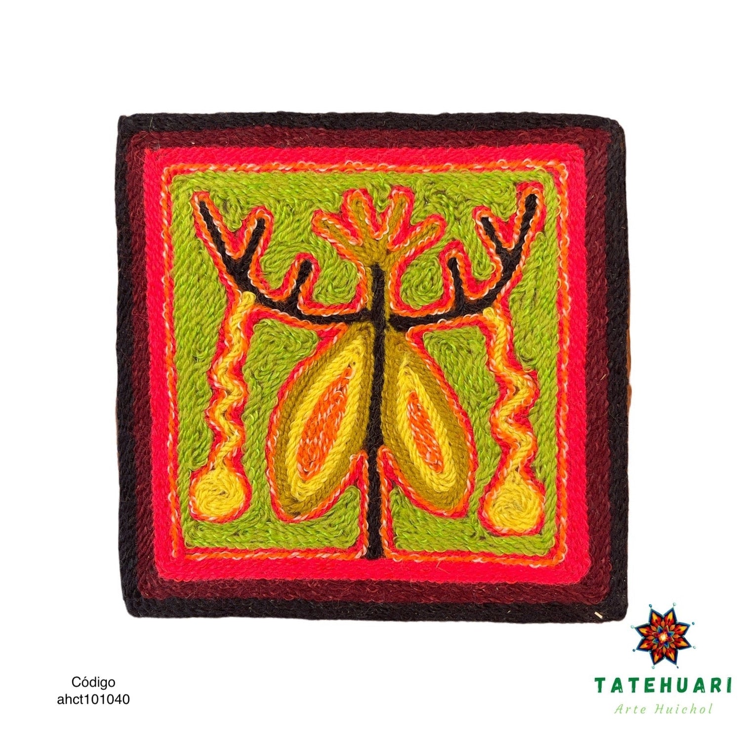 Cuadro o Tabla de Estambre 10 X 10 cms - TATEHUARI, arte huichol