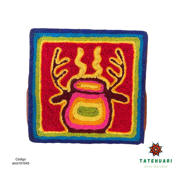 Cuadro o Tabla de Estambre 10 X 10 cms - TATEHUARI, arte huichol
