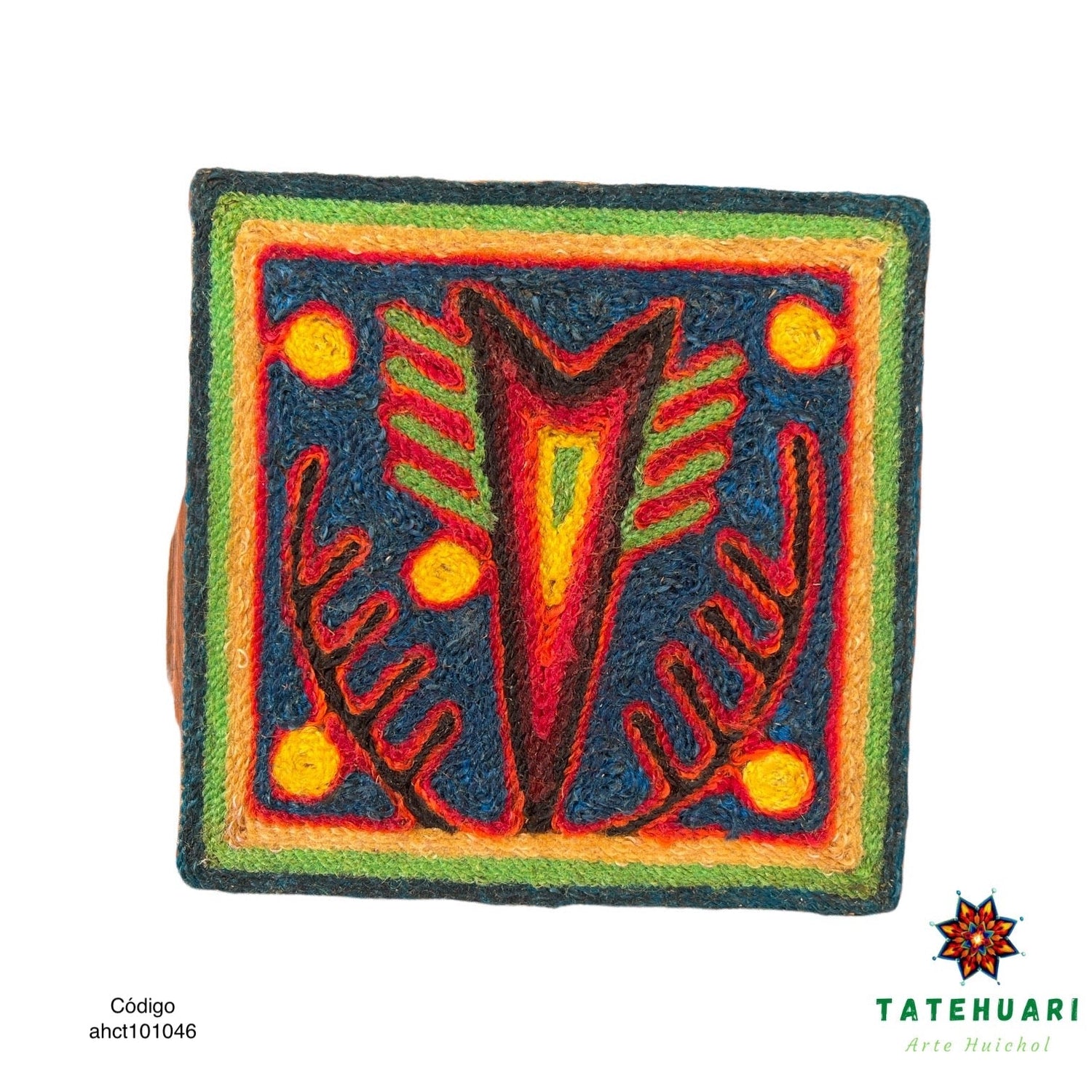 Cuadro o Tabla de Estambre 10 X 10 cms - TATEHUARI, arte huichol