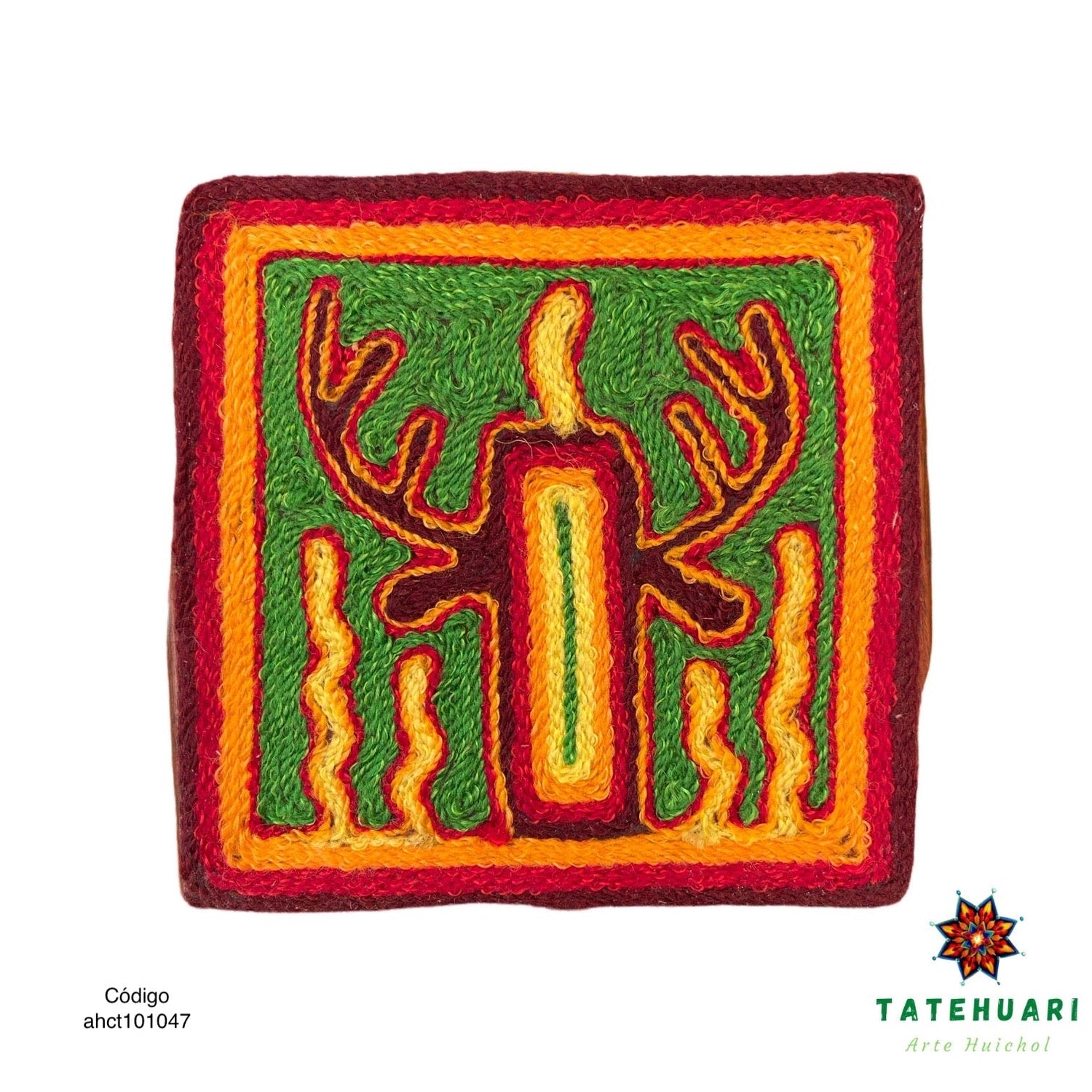 Cuadro o Tabla de Estambre 10 X 10 cms - TATEHUARI, arte huichol