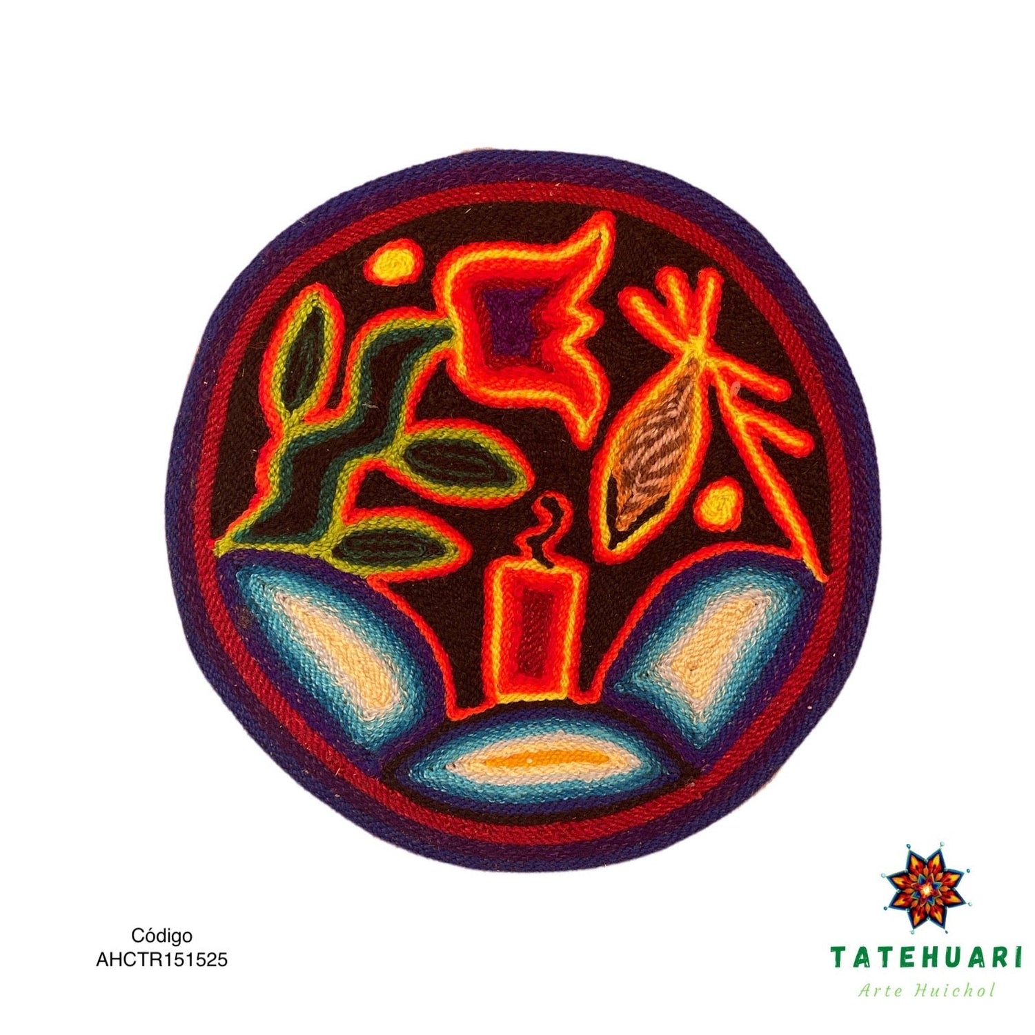 Cuadro o Tabla de Estambre 15 X 15 cms - TATEHUARI, arte huichol