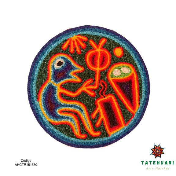 Cuadro o Tabla de Estambre 15 X 15 cms - TATEHUARI, arte huichol